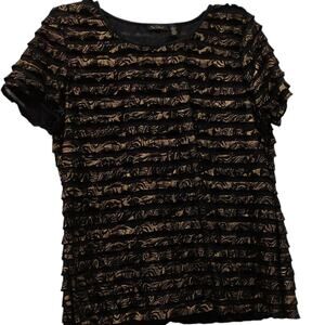 NUE OPTIONS Gold & Black Sheer Blouse Women's Size LARGE
